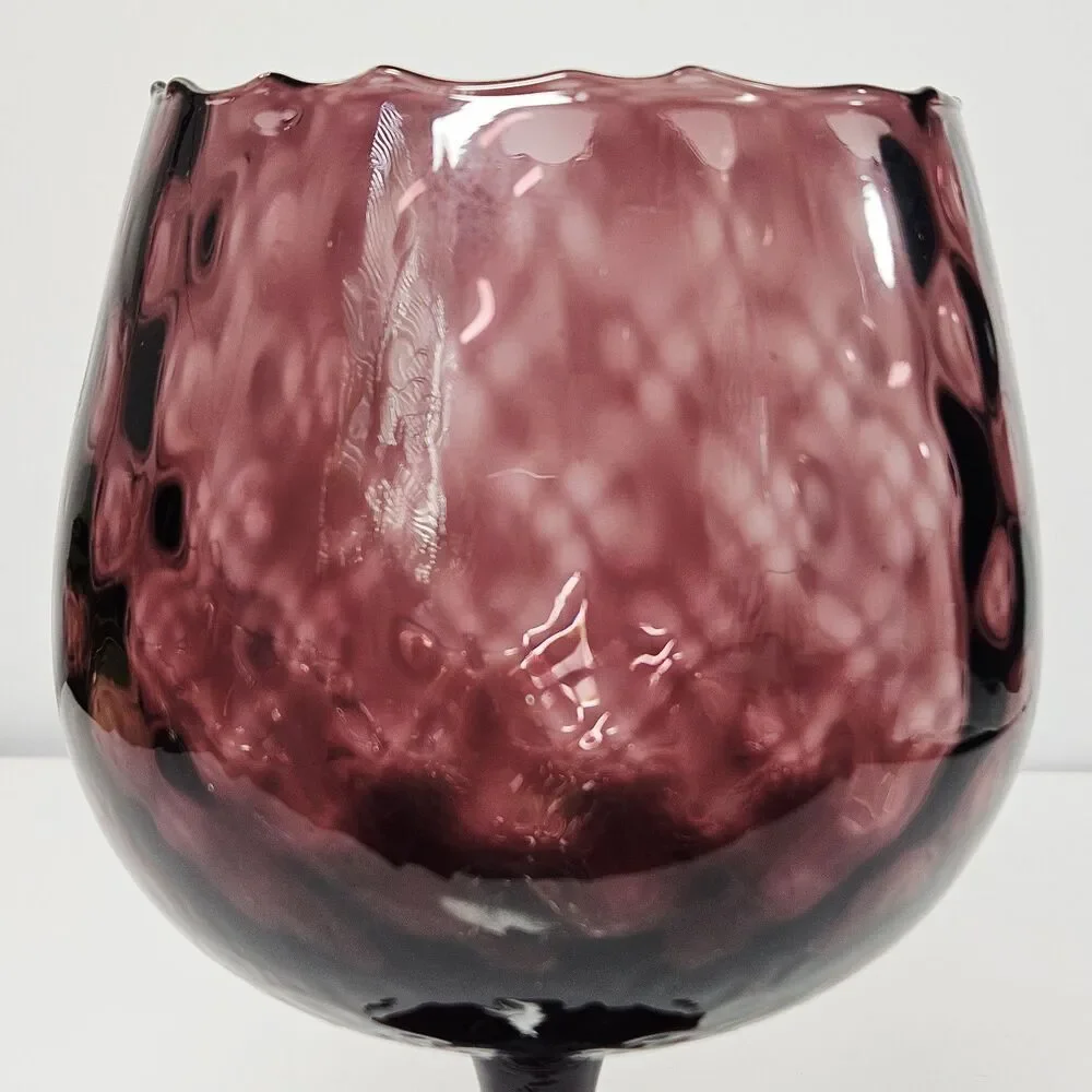 Vtg Empoli Brandy Snifter Amethyst Purple Diamond OPTIC Italy Art Glass Vase